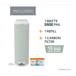Platinum Stainless Steel Diaper Pail with Easy Roll Refill Bags