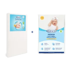 Premium Foam Crib & Toddler Mattress + Premium Waterproof Mattress Protector