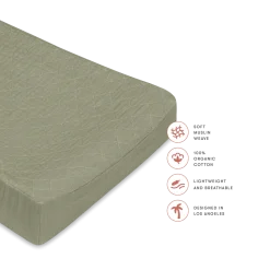 Quilted Changing Pad Cover in GOTS Certified Organic Muslin Cotton