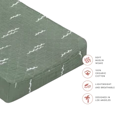 Quilted Changing Pad Cover in GOTS Certified Organic Muslin Cotton