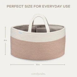 Rope Diaper Caddy Organizer with 3 Compartments