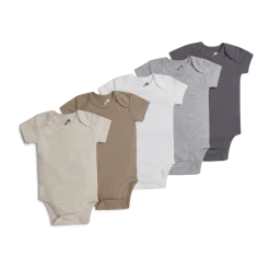 Short Sleeve Solid Organic Cotton Bodysuits (5 Pack)