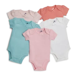 Short Sleeve Solid Organic Cotton Bodysuits (5 Pack)