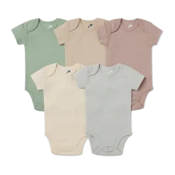 Short Sleeve Solid Organic Cotton Bodysuits (5 Pack)