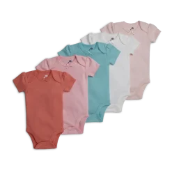 Short Sleeve Solid Organic Cotton Bodysuits (5 Pack)