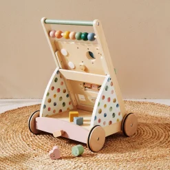Versatile Natural Wooden Baby Walker