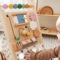 Versatile Natural Wooden Baby Walker