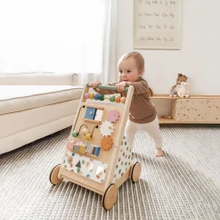 Versatile Natural Wooden Baby Walker