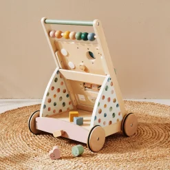 Versatile Natural Wooden Baby Walker
