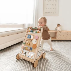Versatile Natural Wooden Baby Walker