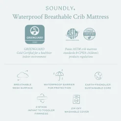 Waterproof Breathable Crib Mattress with Organic Pad