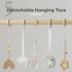Wooden Baby Play Gym with 5 Sensory Hanging Toys