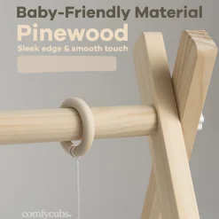 Wooden Baby Play Gym with 5 Sensory Hanging Toys